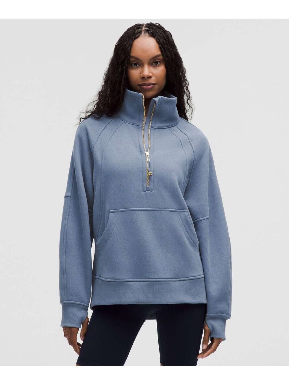 Lululemon Scuba Oversized Funnel-Neck Half Zip *Long Washed Denim / Gold